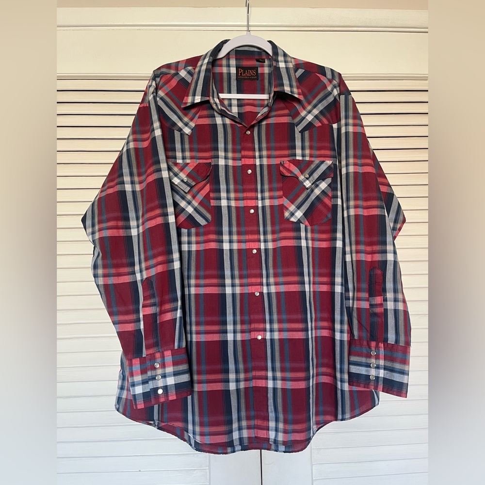 PLAINS Westernwear Pearl Snap Long Sleeve XL Vintage